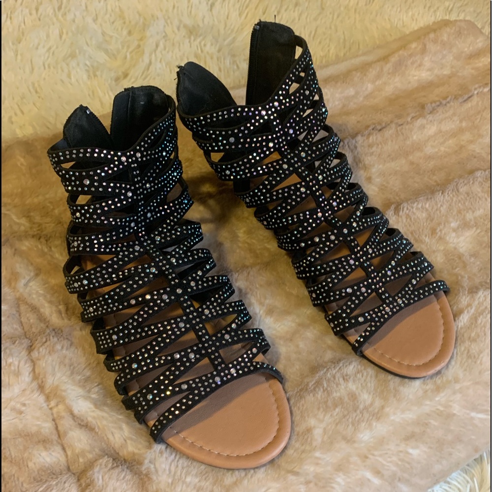 Black Glittery Sandals